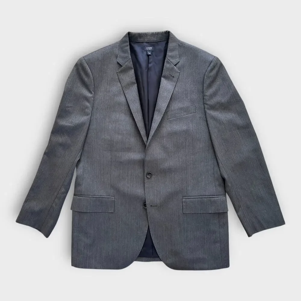 J.Crew Ludlow Jacket Blazer Men's 42R Gray Italian Wool Herringbone Tollegno